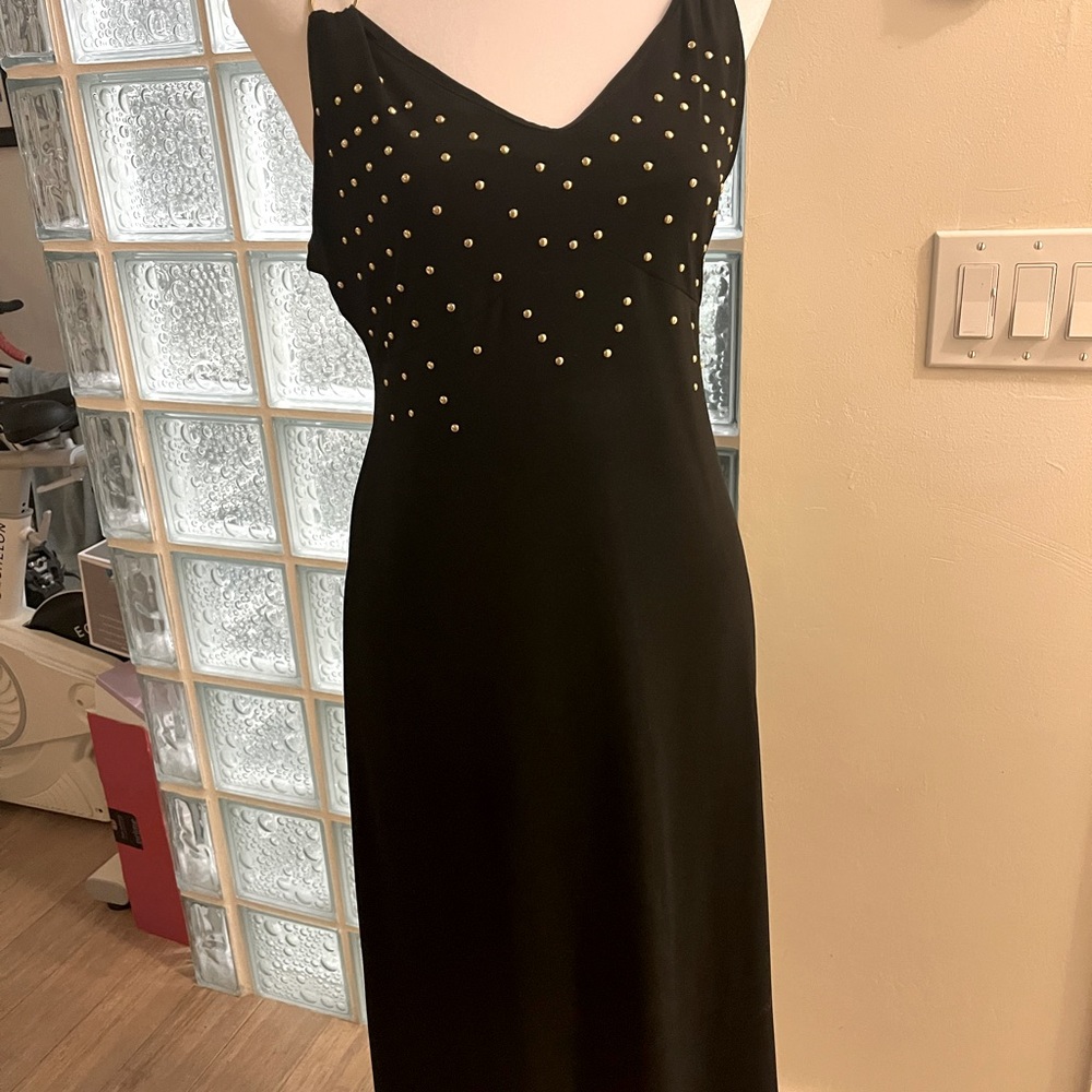 Black dress with gold embellishments